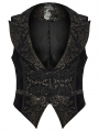 Black and Gold Gothic Medieval Pattern Lapel Vest for Men