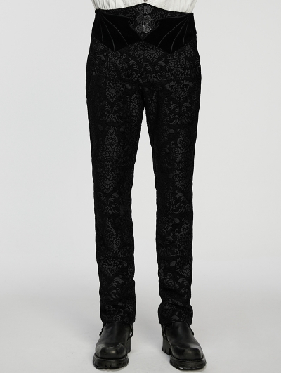 Black Retro Gothic Jacquard Embroidered Party Pants for Men