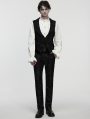 Black Gothic Medieval Pattern Lapel Vest for Men