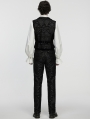 Black Gothic Medieval Pattern Lapel Vest for Men
