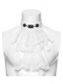 White Gorgeous Gothic Embroidered Party Jabot Collar