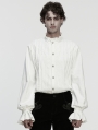 White Gothic 3D Pleated Lace Embroidered Shirt for Men
