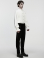 White Gothic 3D Pleated Lace Embroidered Shirt for Men