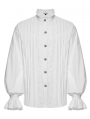 White Gothic 3D Pleated Lace Embroidered Shirt for Men
