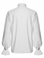 White Gothic 3D Pleated Lace Embroidered Shirt for Men