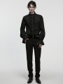 Black Gothic 3D Pleated Lace Embroidered Shirt for Men