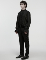 Black Gothic 3D Pleated Lace Embroidered Shirt for Men