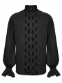Black Gothic 3D Pleated Lace Embroidered Shirt for Men