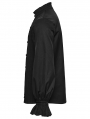 Black Gothic 3D Pleated Lace Embroidered Shirt for Men
