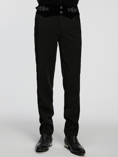 Black Retro Gothic Patchwork Trousers for Men
