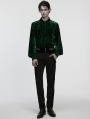 Green Daily Gothic Velvet Button Up Shirt for Men