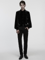 Black Daily Gothic Velvet Button Up Shirt for Men