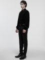 Black Daily Gothic Velvet Button Up Shirt for Men