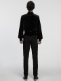 Black Daily Gothic Velvet Button Up Shirt for Men