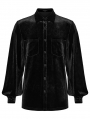 Black Daily Gothic Velvet Button Up Shirt for Men