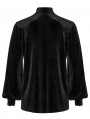Black Daily Gothic Velvet Button Up Shirt for Men