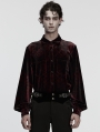 Red Daily Gothic Velvet Button Up Shirt for Men