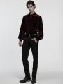 Red Daily Gothic Velvet Button Up Shirt for Men