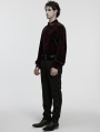 Red Daily Gothic Velvet Button Up Shirt for Men