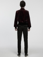 Red Daily Gothic Velvet Button Up Shirt for Men