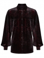 Red Daily Gothic Velvet Button Up Shirt for Men