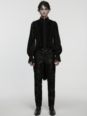 Black Gothic Noble Velvet Tailcoat Vest for Men