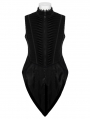Black Gothic Noble Velvet Tailcoat Vest for Men