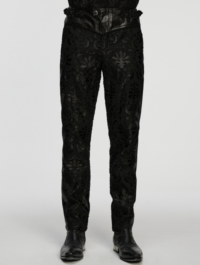 Black Gothic Retro Palace Embroidered Pants for Men