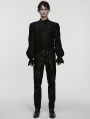 Black Gothic Retro Palace Embroidered Pants for Men