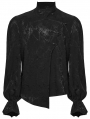 Black Gothic Textured Irregular Placket Shirt for Men
