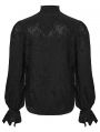 Black Gothic Textured Irregular Placket Shirt for Men