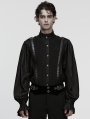Black Gothic Stand-Up Collar Bubble Sleeve Shirt for Men