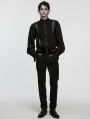 Black Gothic Stand-Up Collar Bubble Sleeve Shirt for Men