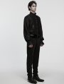 Black Gothic Stand-Up Collar Bubble Sleeve Shirt for Men