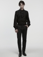 Black Gothic Rose Jacquard Men's Shirt with Detachable Collar