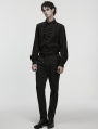 Black Gothic Rose Jacquard Men's Shirt with Detachable Collar