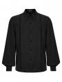 Black Gothic Rose Jacquard Men's Shirt with Detachable Collar