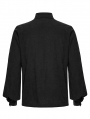 Black Gothic Rose Jacquard Men's Shirt with Detachable Collar
