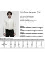 White Gothic Rose Jacquard Men's Shirt with Detachable Collar