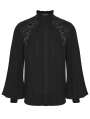 Black Retro Gothic Lace Applique Lantern Sleeves Shirt for Men