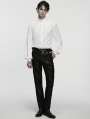 White Retro Gothic Lace Applique Lantern Sleeves Shirt for Men