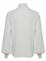 White Retro Gothic Lace Applique Lantern Sleeves Shirt for Men