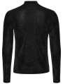 Black Gothic Rose Embossed Lace-Up T-Shirt for Men