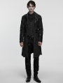 Black Gothic Palace Jacquard Bat Lapel Collar Tail Coat for Men