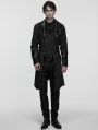 Black Gothic Palace Jacquard Bat Lapel Collar Tail Coat for Men