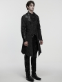 Black Gothic Palace Jacquard Bat Lapel Collar Tail Coat for Men