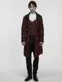 Red Gothic Palace Jacquard Bat Lapel Collar Tail Coat for Men