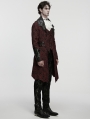 Red Gothic Palace Jacquard Bat Lapel Collar Tail Coat for Men