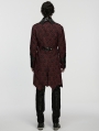 Red Gothic Palace Jacquard Bat Lapel Collar Tail Coat for Men