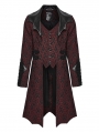 Red Gothic Palace Jacquard Bat Lapel Collar Tail Coat for Men